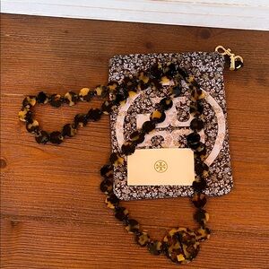 NWT Tory Burch Tortoiseshell Resin Link Strap with Gold Logo Clasp